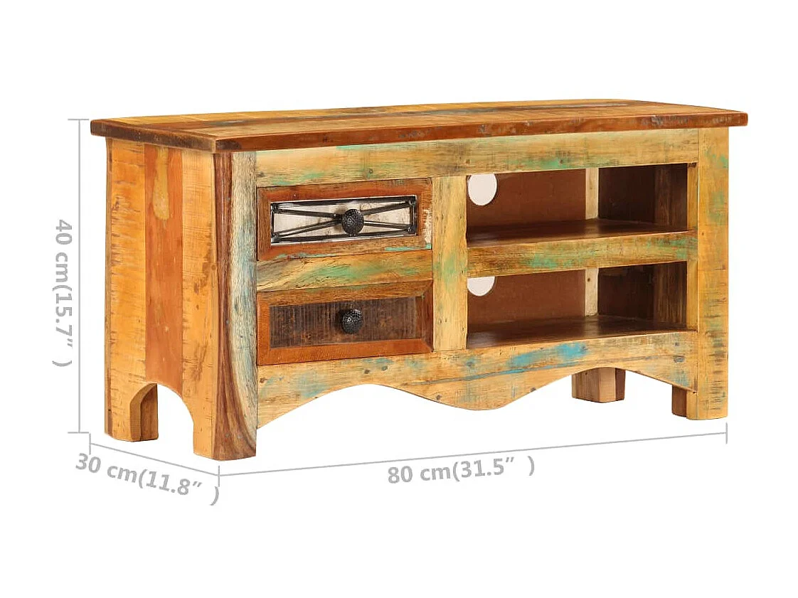Mobile TV 80 x 30 x 40 cm Legno massello di recupero