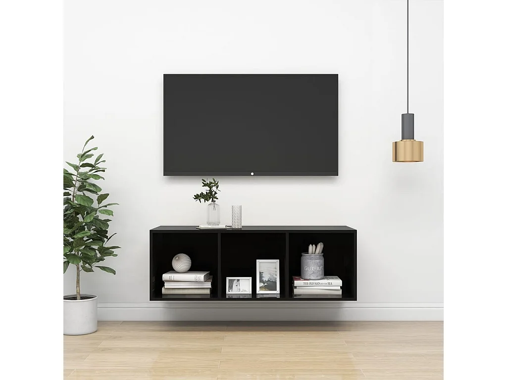 TV-meubel voor wandmontage Glanzend zwart 37x37x107 cm Spaanplaat