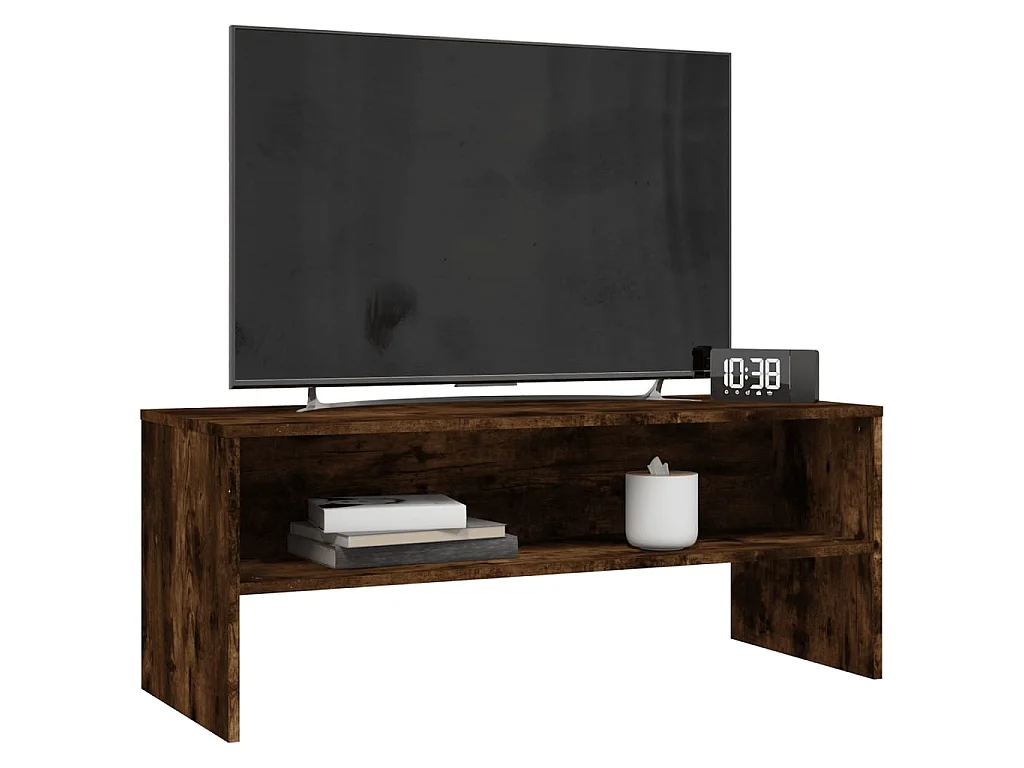 Meuble TV Chêne fumé 100x40x40 cm Bois d'ingénierie