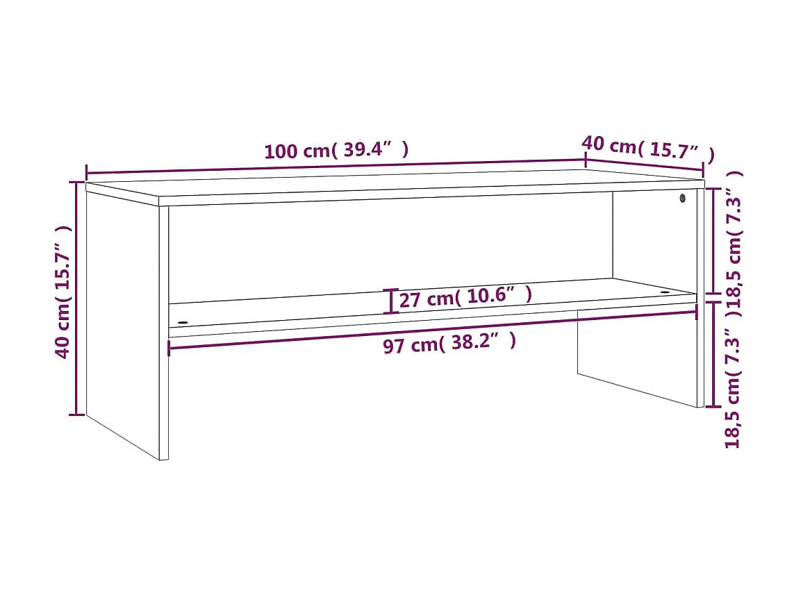 Meuble TV Chêne fumé 100x40x40 cm Bois d'ingénierie
