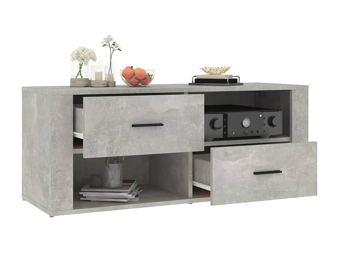 Móvel tv concreto cinza 100x35x40 cm madeira trabalhada