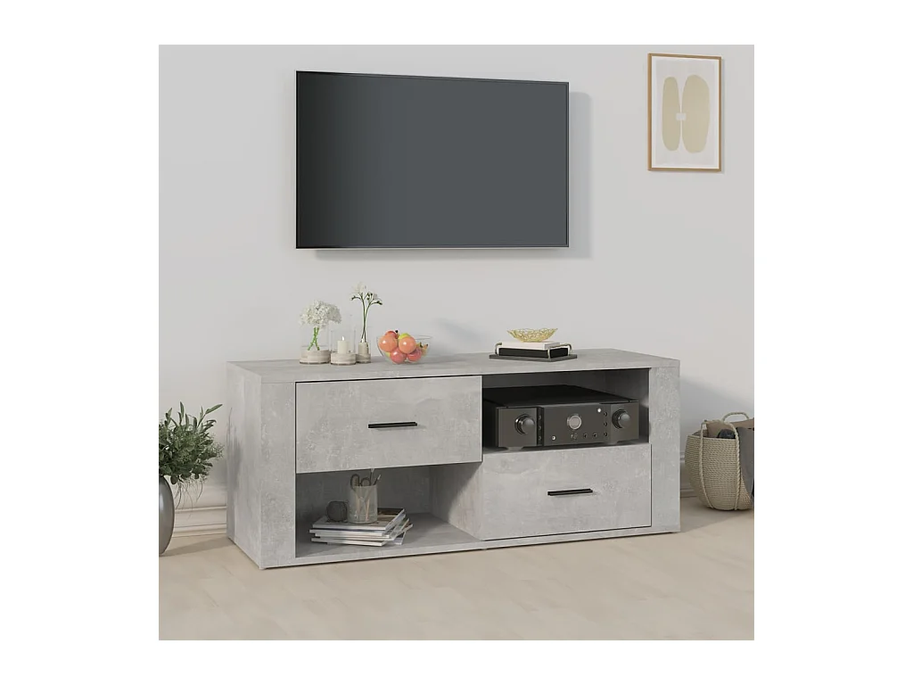 TV-Schrank Betongrau 100x35x40 cm Holzwerkstoff