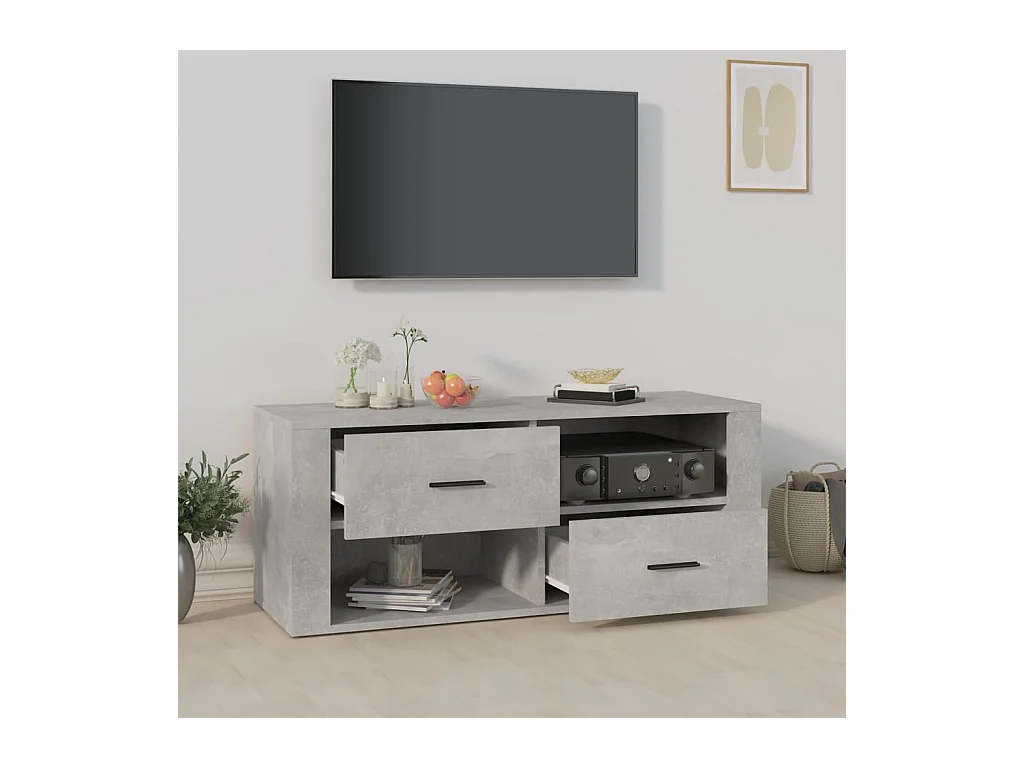 TV-Schrank Betongrau 100x35x40 cm Holzwerkstoff