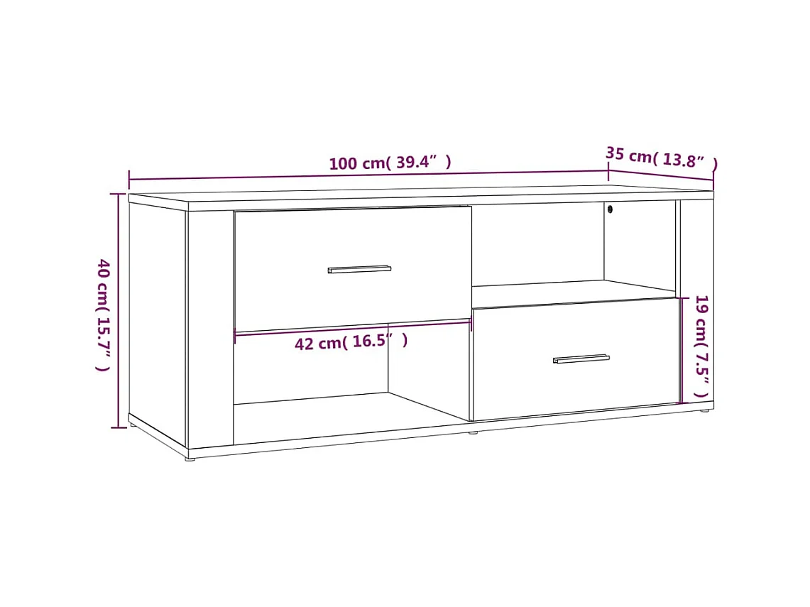 TV-Schrank Betongrau 100x35x40 cm Holzwerkstoff