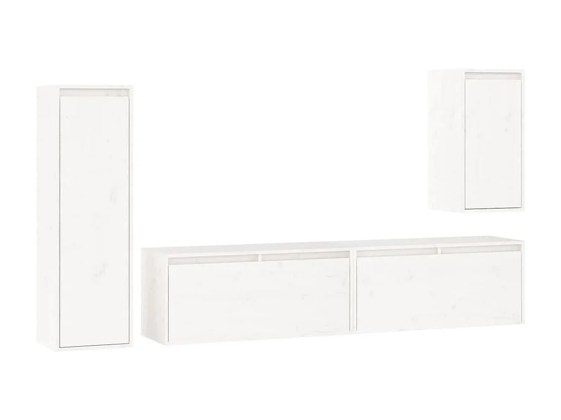 Meubles TV 4 pcs Blanc Bois massif de pin