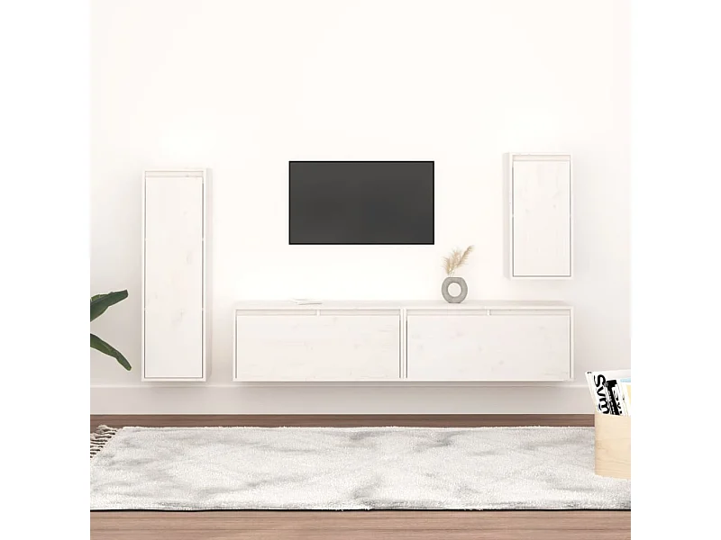 Móveis de TV 4 unidades Branco Madeira maciça de pinho