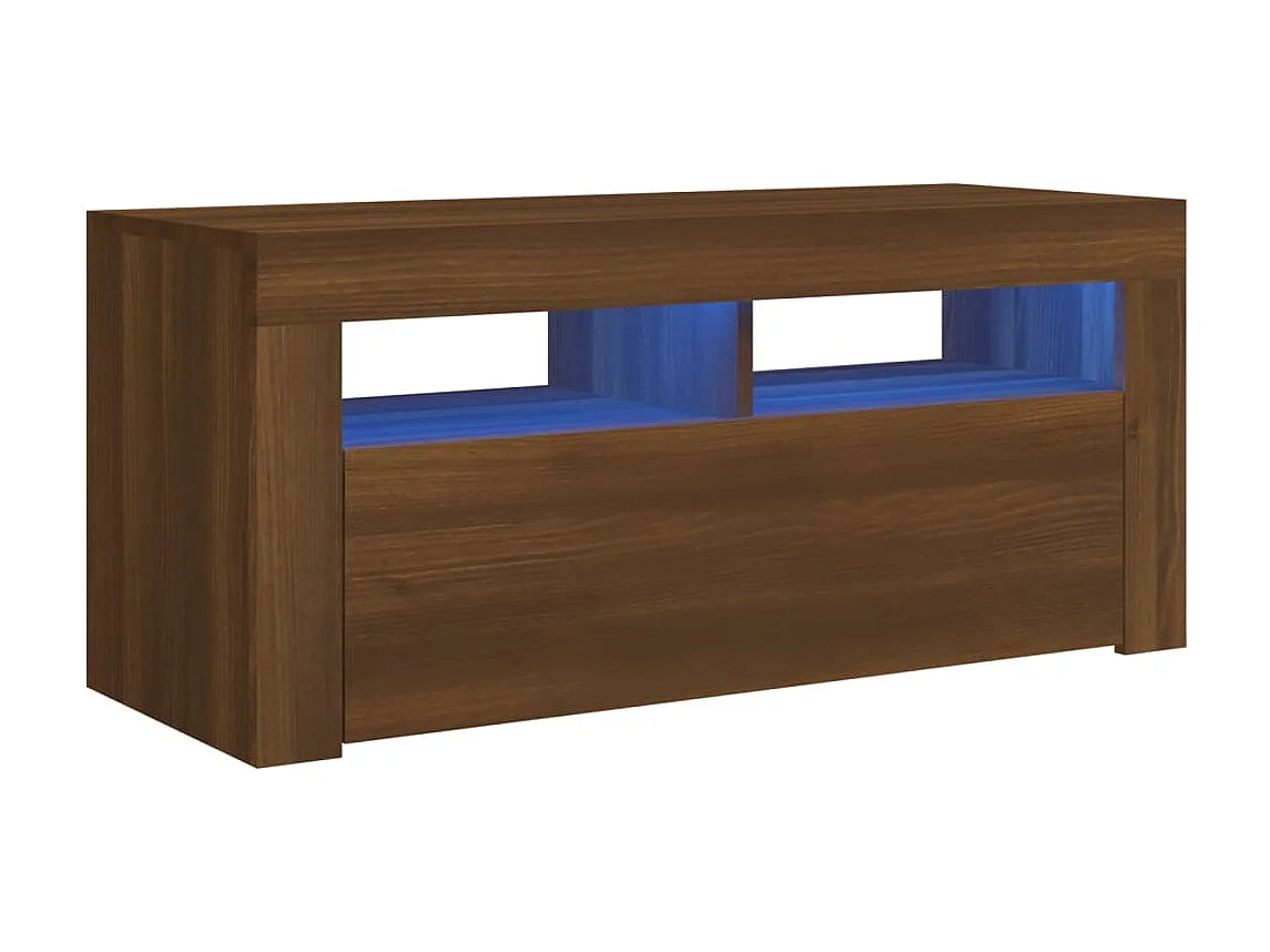 TV-meubel met LED-verlichting Bruin eiken 90x35x40 cm