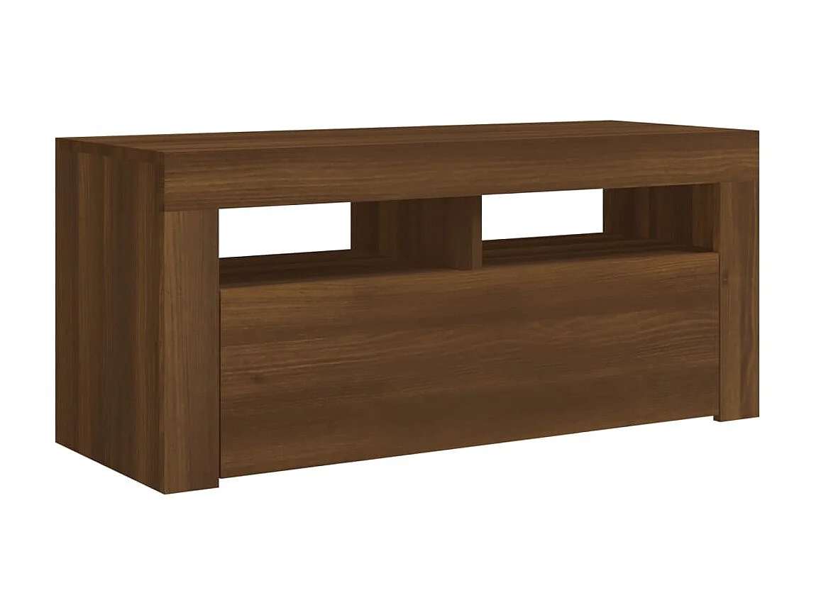 TV-meubel met LED-verlichting Bruin eiken 90x35x40 cm