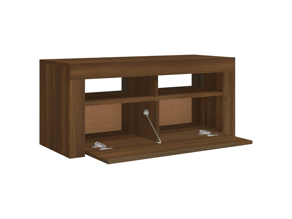 TV-meubel met LED-verlichting Bruin eiken 90x35x40 cm