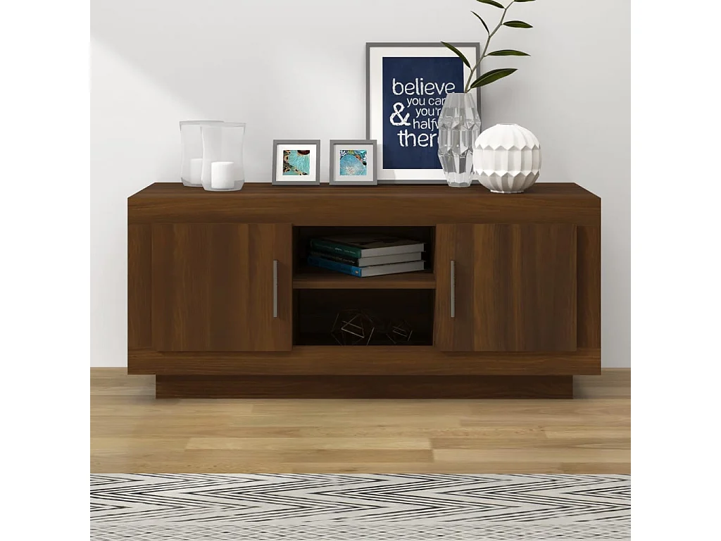 Meuble TV chêne marron 102x35x45 cm bois d'ingénierie