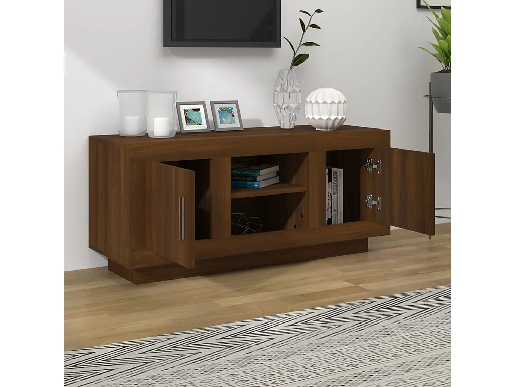 Meuble TV chêne marron 102x35x45 cm bois d'ingénierie