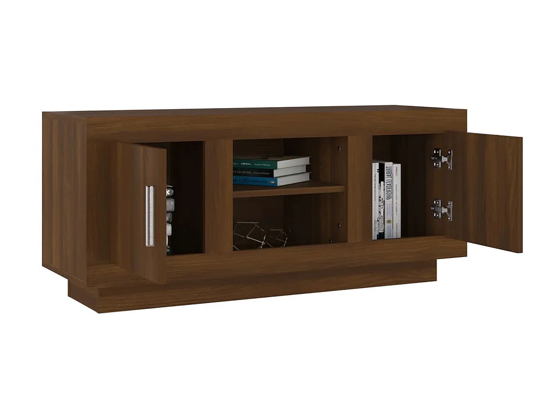 Meuble TV chêne marron 102x35x45 cm bois d'ingénierie
