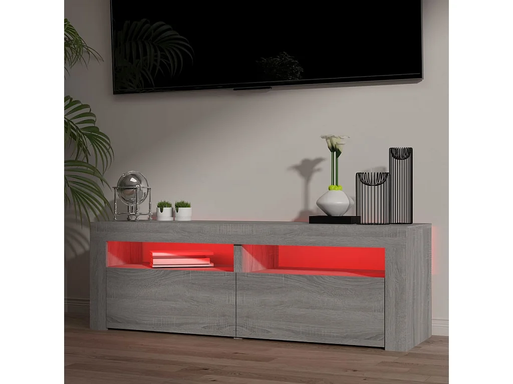 Meuble TV avec lumières LED sonoma gris 120x35x40 cm