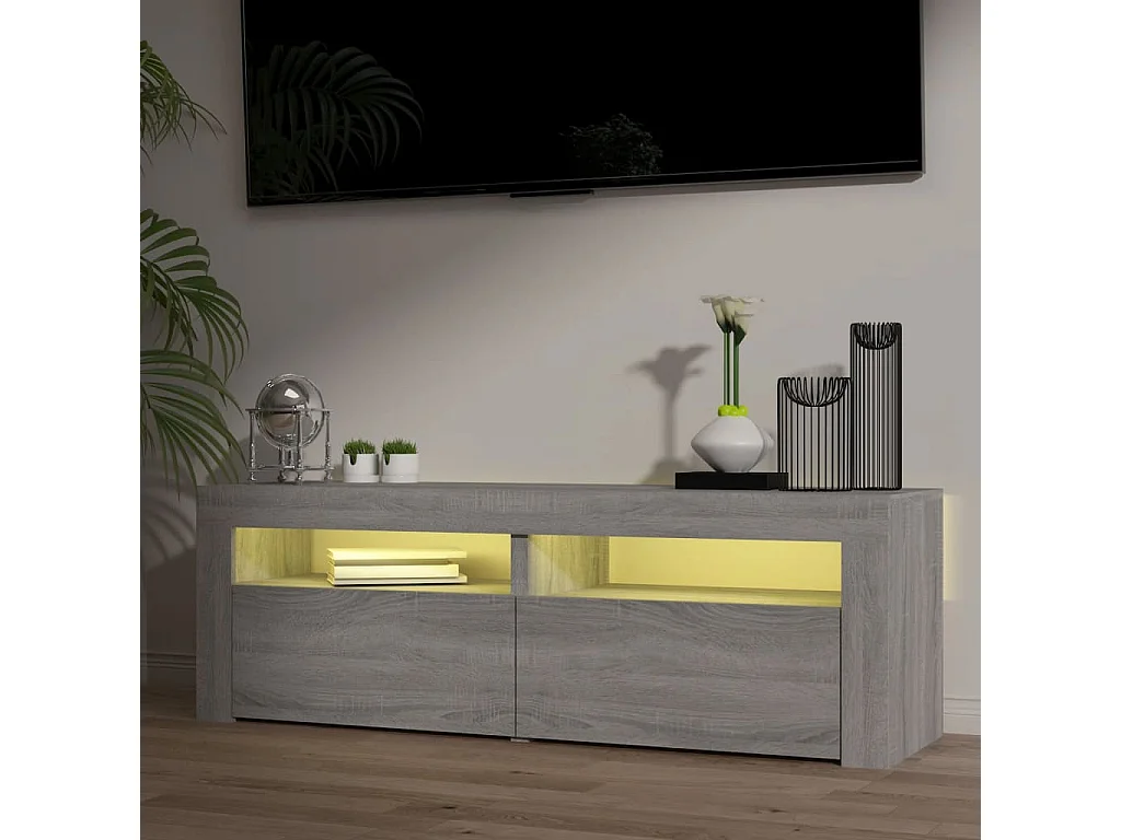 Meuble TV avec lumières LED sonoma gris 120x35x40 cm