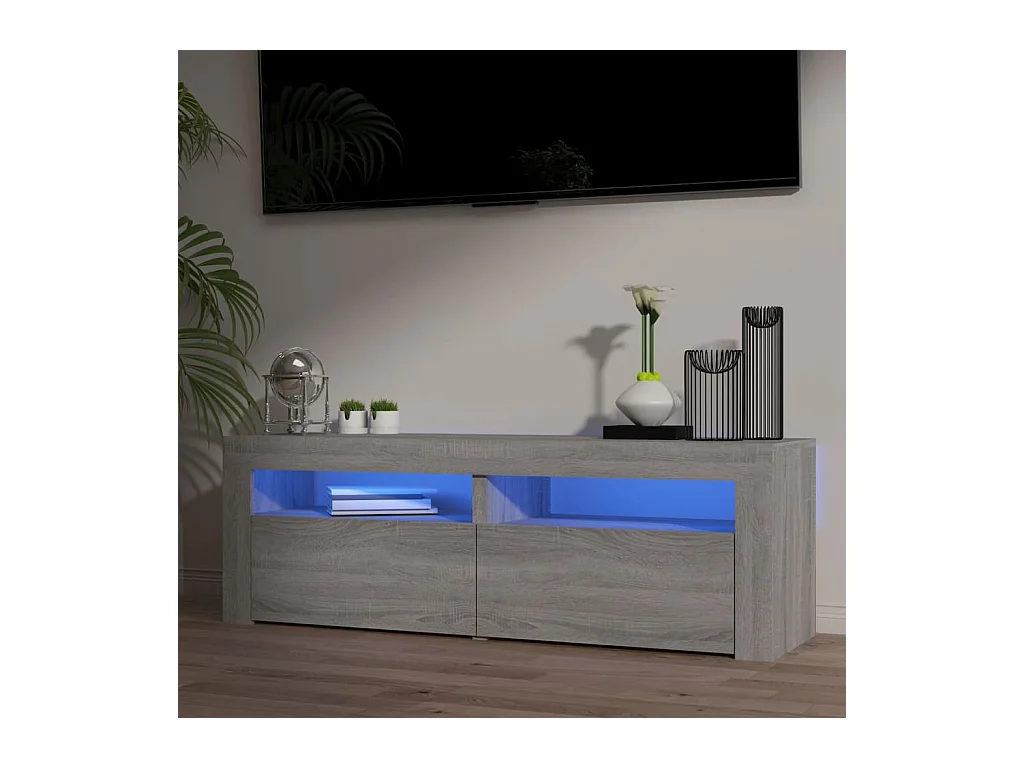 Mobile TV con luci LED sonoma grigio 120x35x40 cm