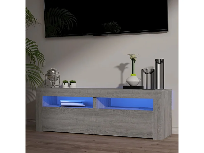 TV-meubel met LED-verlichting sonoma grijs 120x35x40 cm