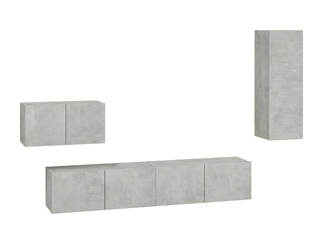 Set mobile TV 4 pezzi. Grigio cemento MDF