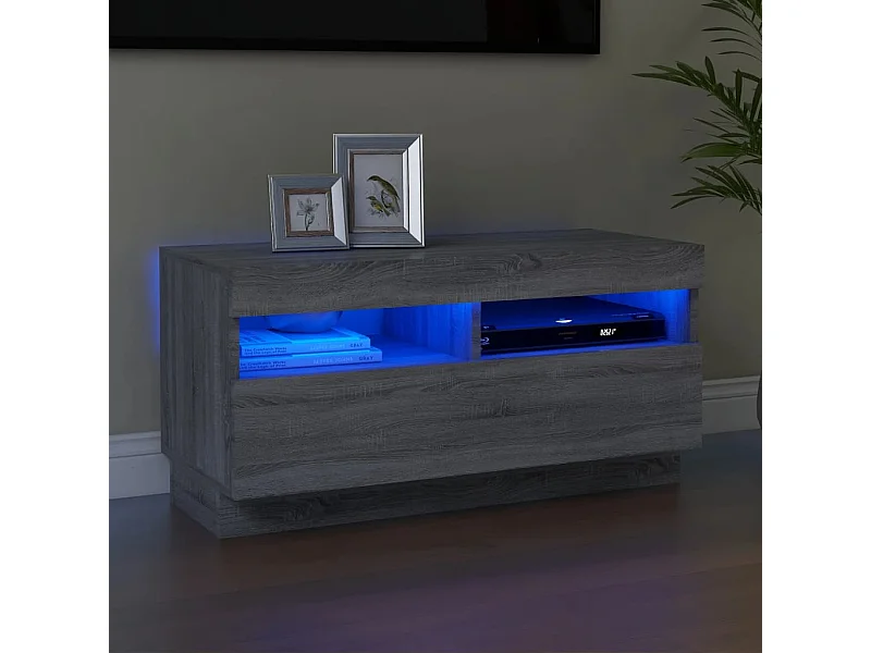 Mueble TV con luces LED sonoma gris 80x35x40 cm
