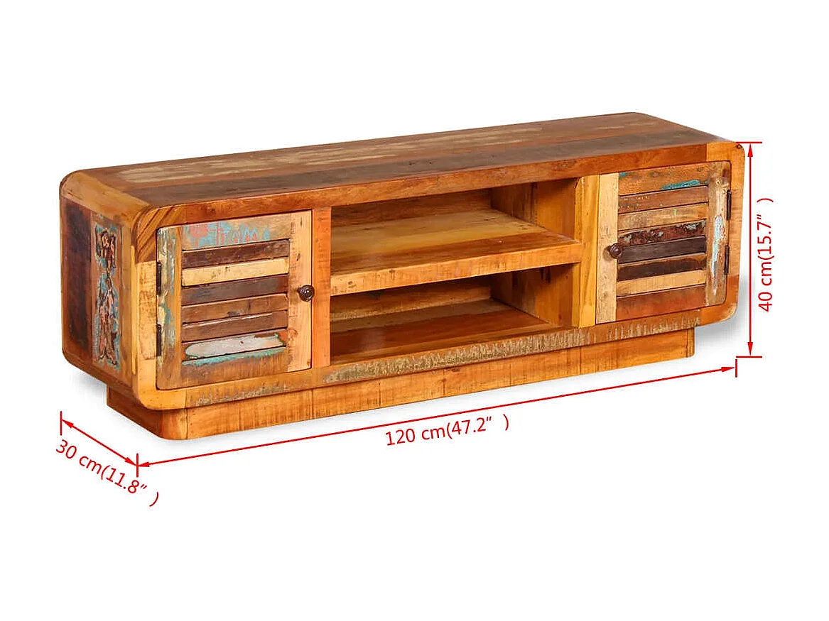 Meuble TV Bois de récupération massif 120 x 30 x 40 cm