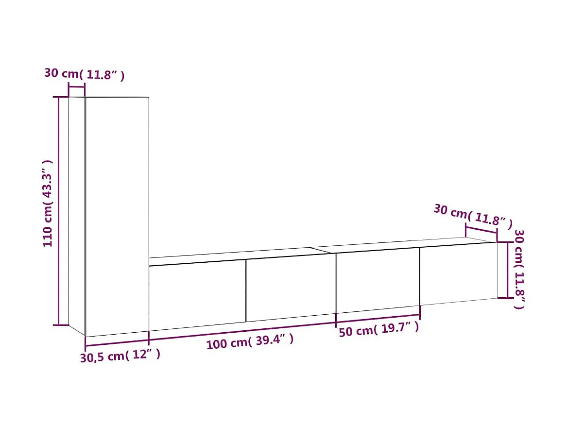 Juego de soporte para TV de 3 piezas de madera de ingeniería gris Sonoma