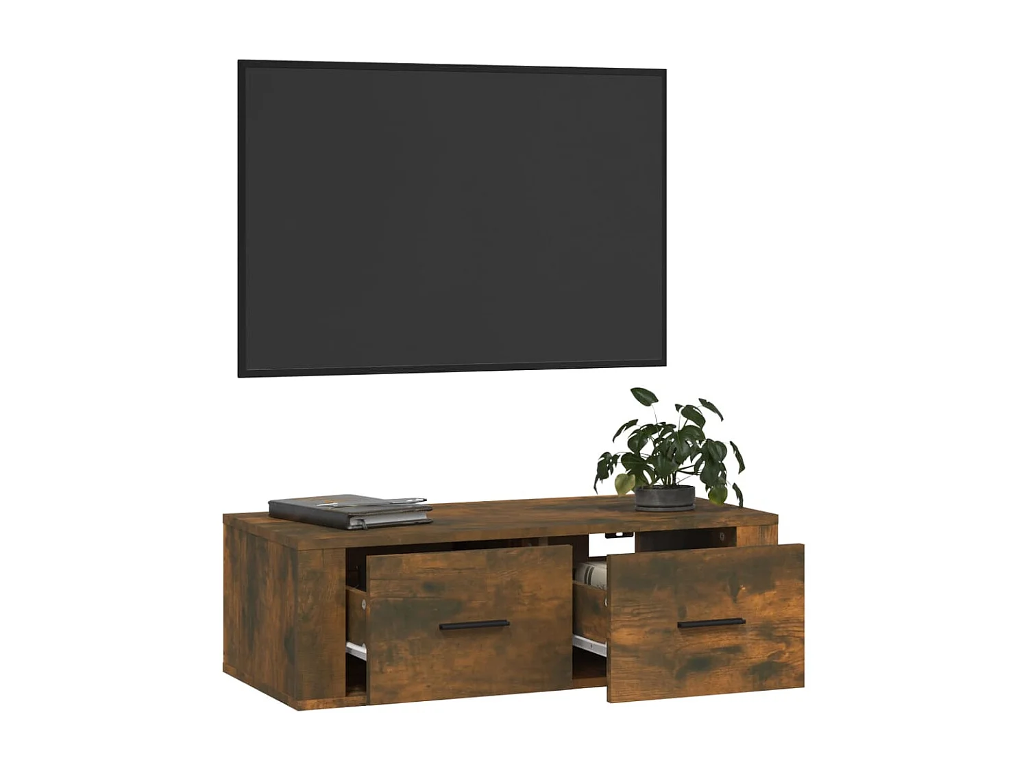 Armoire TV suspendue Chêne fumé 80x36x25 cm Bois d'ingénierie