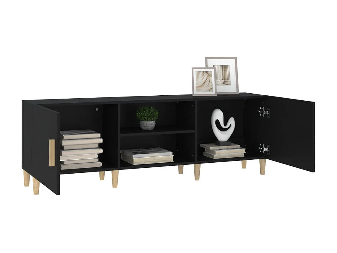 Meuble TV Noir 150x30x50 cm Bois d'ingénierie