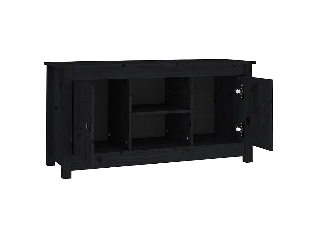 Meuble TV Noir 103x36,5x52 cm Bois de pin massif