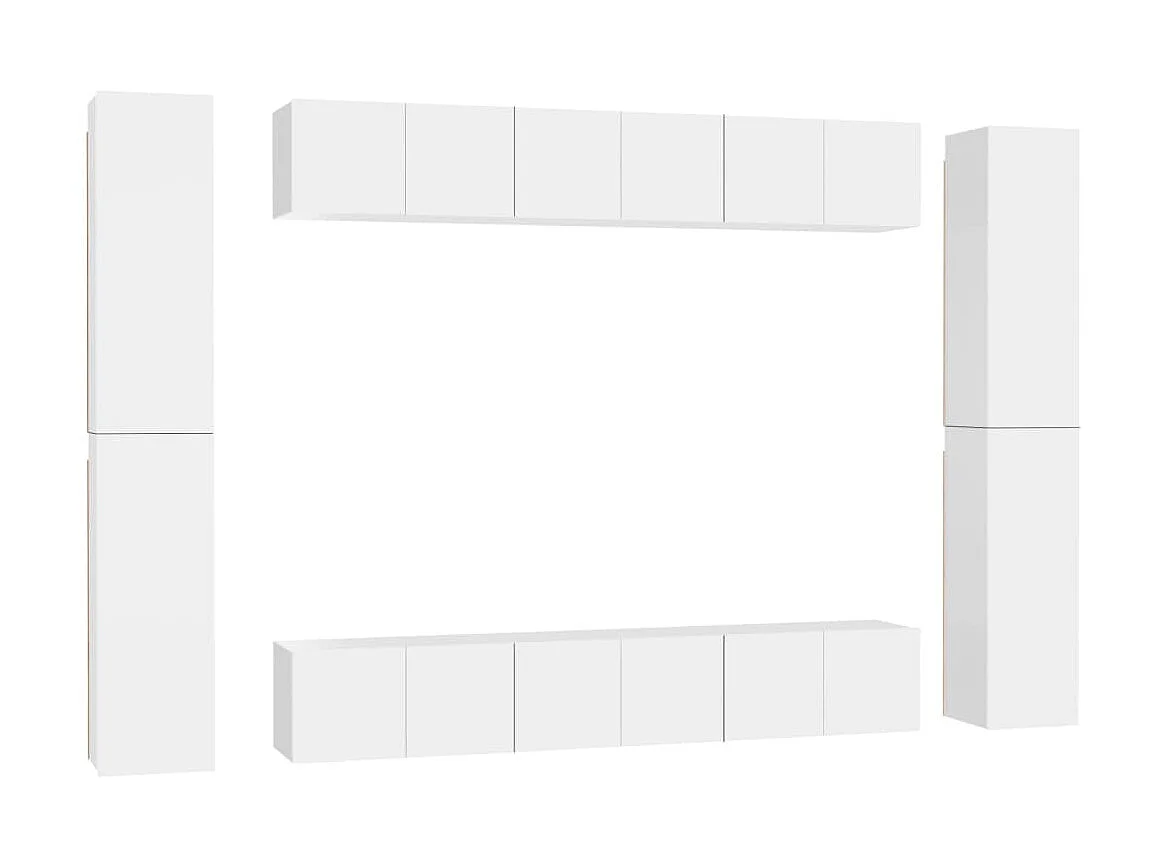 Set mobili TV 10 pezzi in truciolare bianco