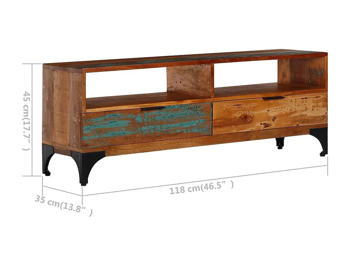 Meuble TV 118 x 35 x 45 cm Bois de récupération massif