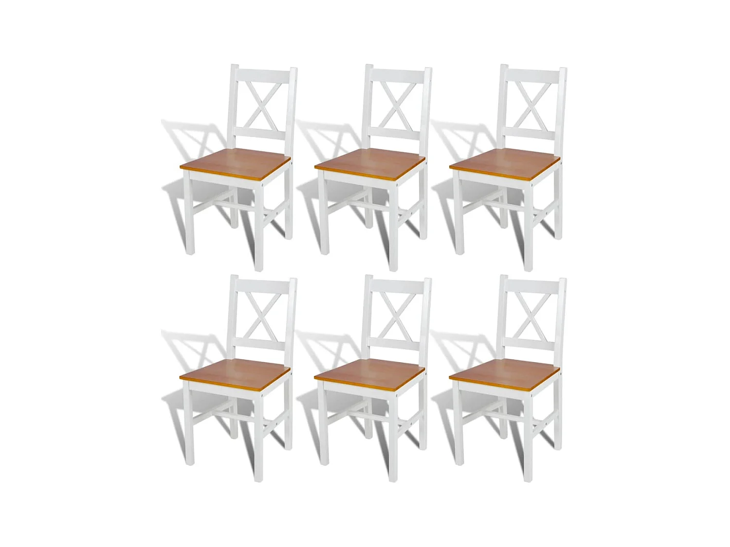 Eetkamerstoelen set van 6 grenenhout wit