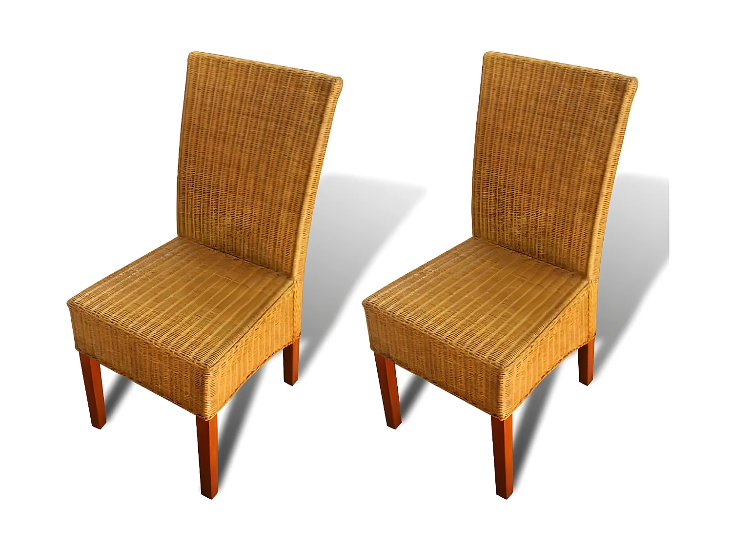 Eetkamerstoelen set van 2 bruin natuurlijk rotan