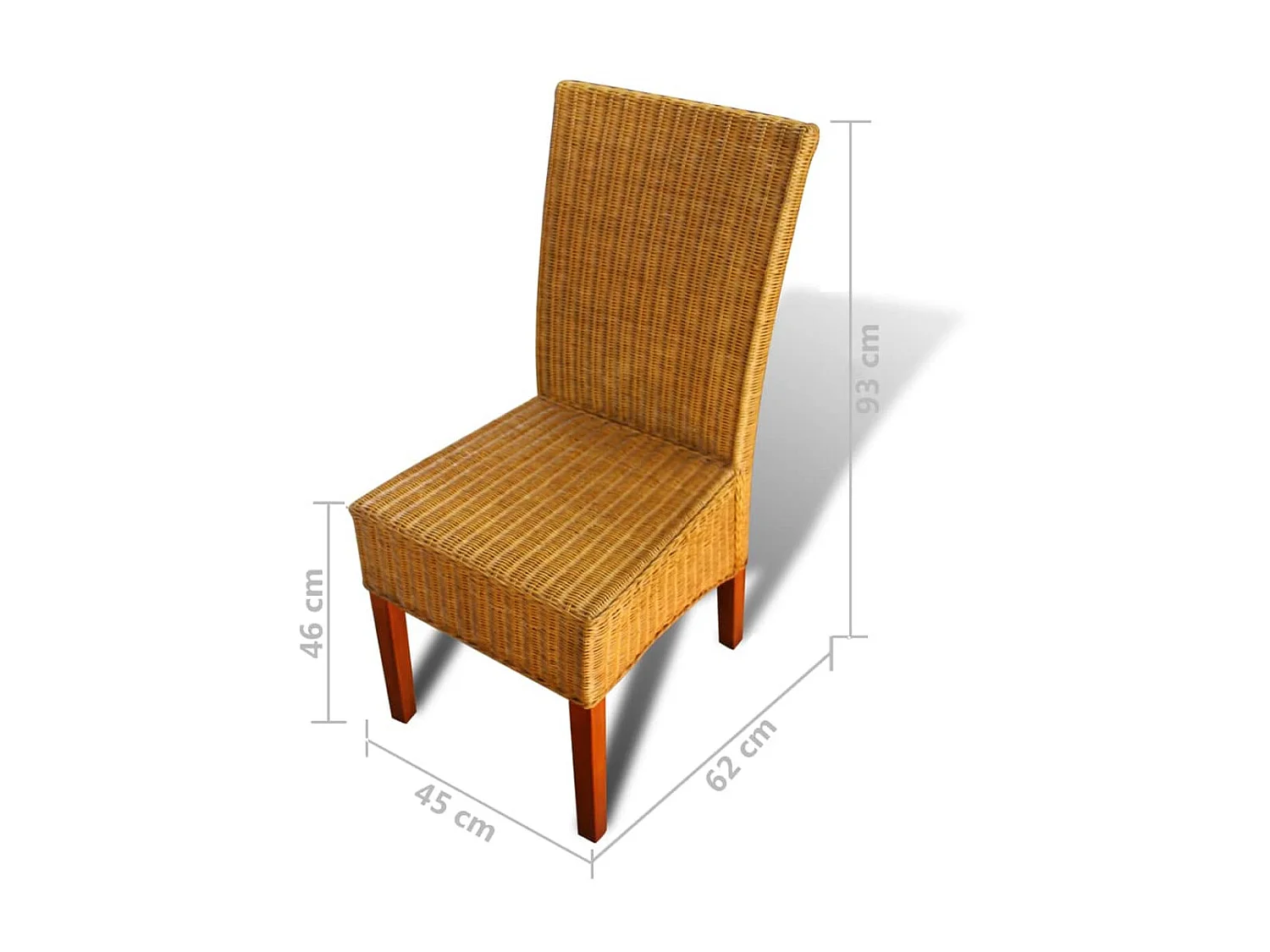 Eetkamerstoelen set van 2 bruin natuurlijk rotan