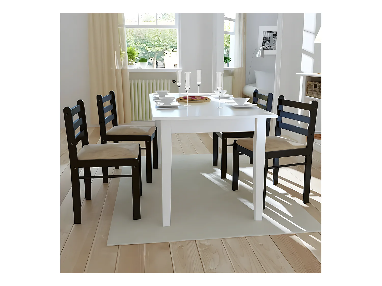 Chaises à manger lot de 4 marron hévéa solide et velours