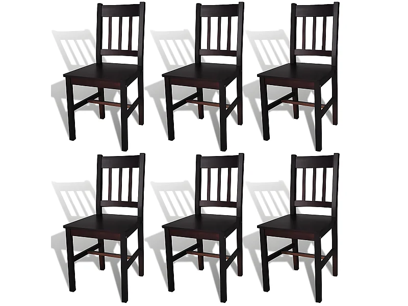 Chaises à manger lot de 6 marron foncé pinède