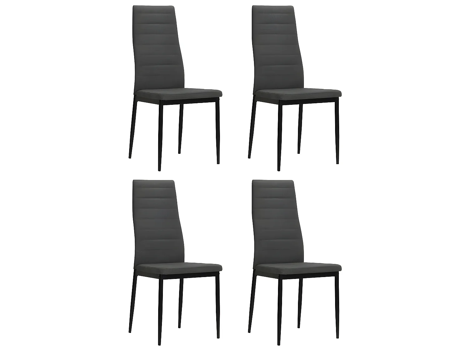 Chaises à manger lot de 4 gris foncé tissu