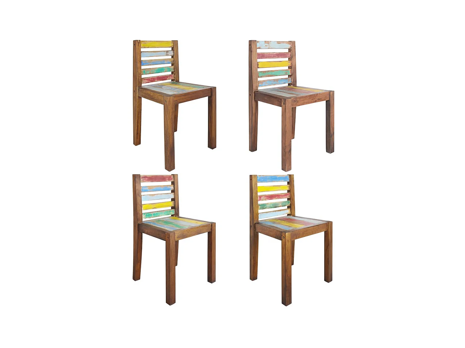 Chaises à manger lot de 4 bois de récupération solide