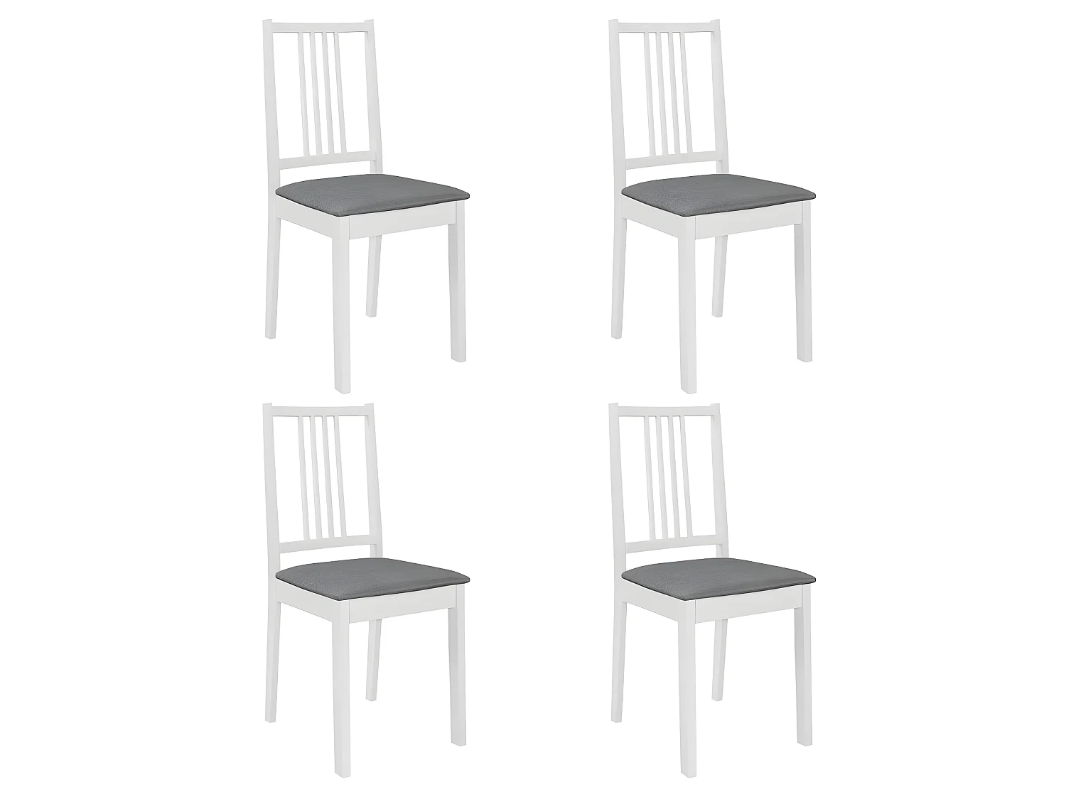 Chaises à manger avec coussins lot de 4 blanc bois solide