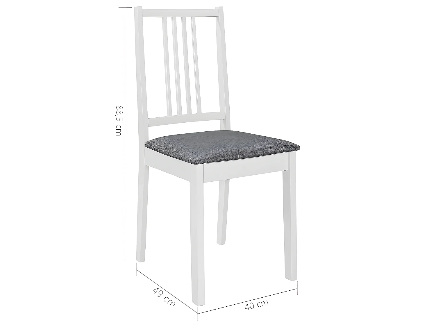 Chaises à manger avec coussins lot de 4 blanc bois solide