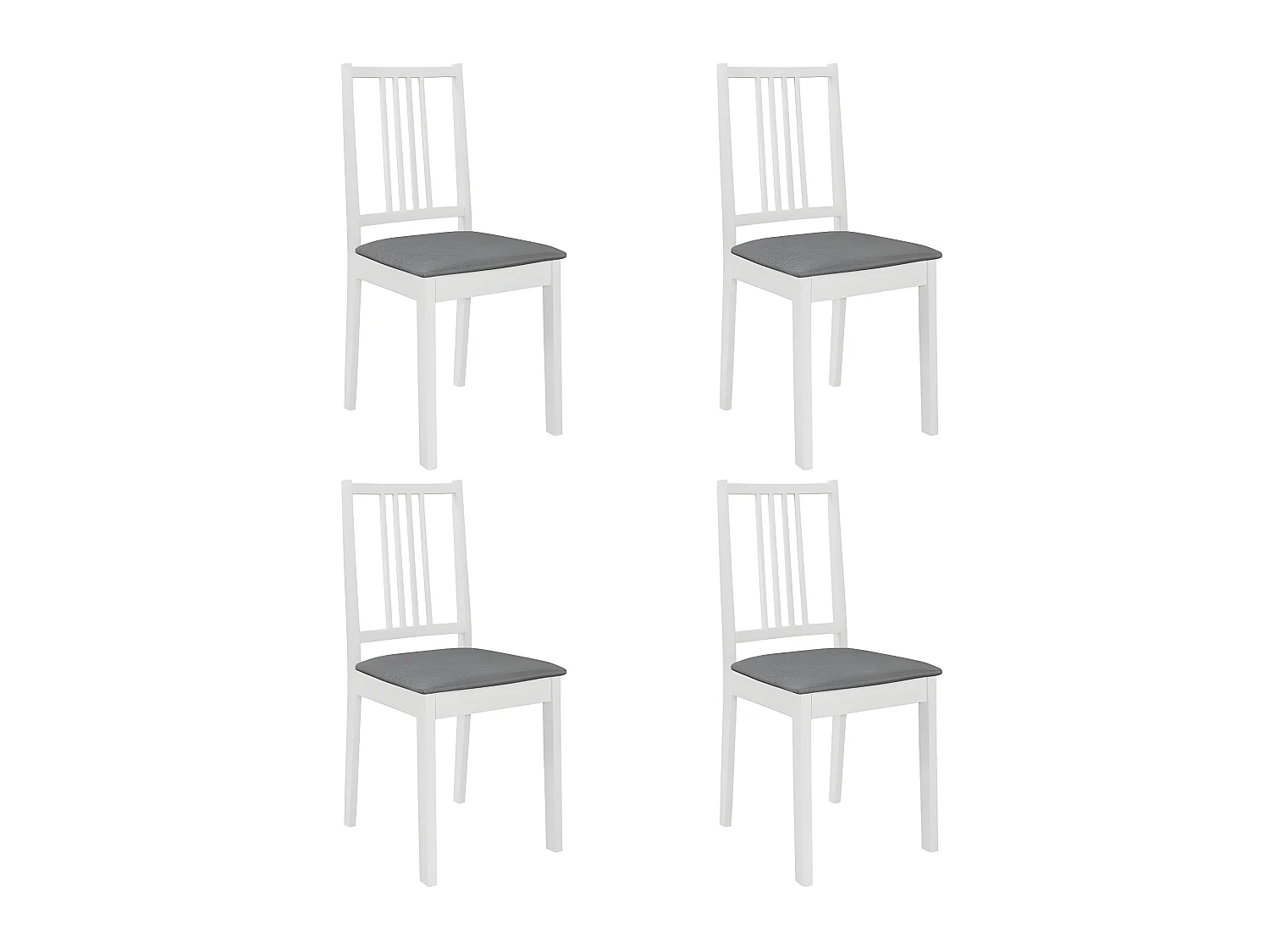 Eetkamerstoelen met kussens set van 4 wit massief hout