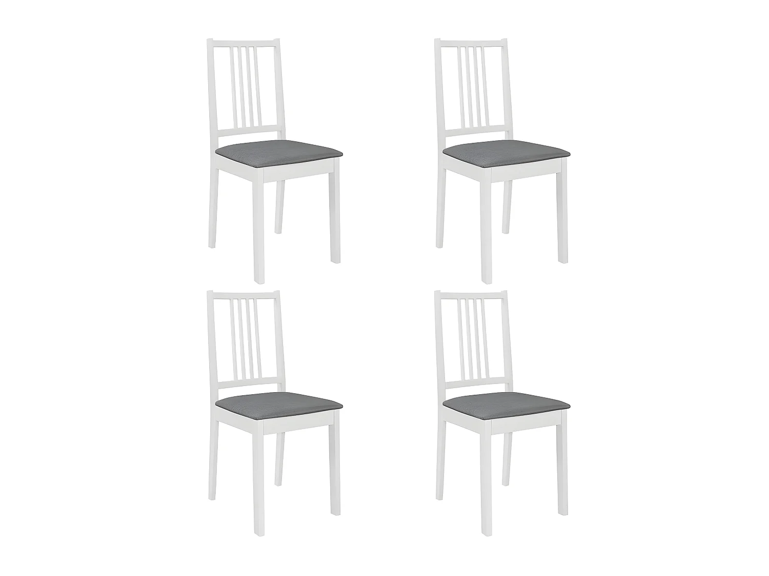 Eetkamerstoelen met kussens set van 4 wit massief hout