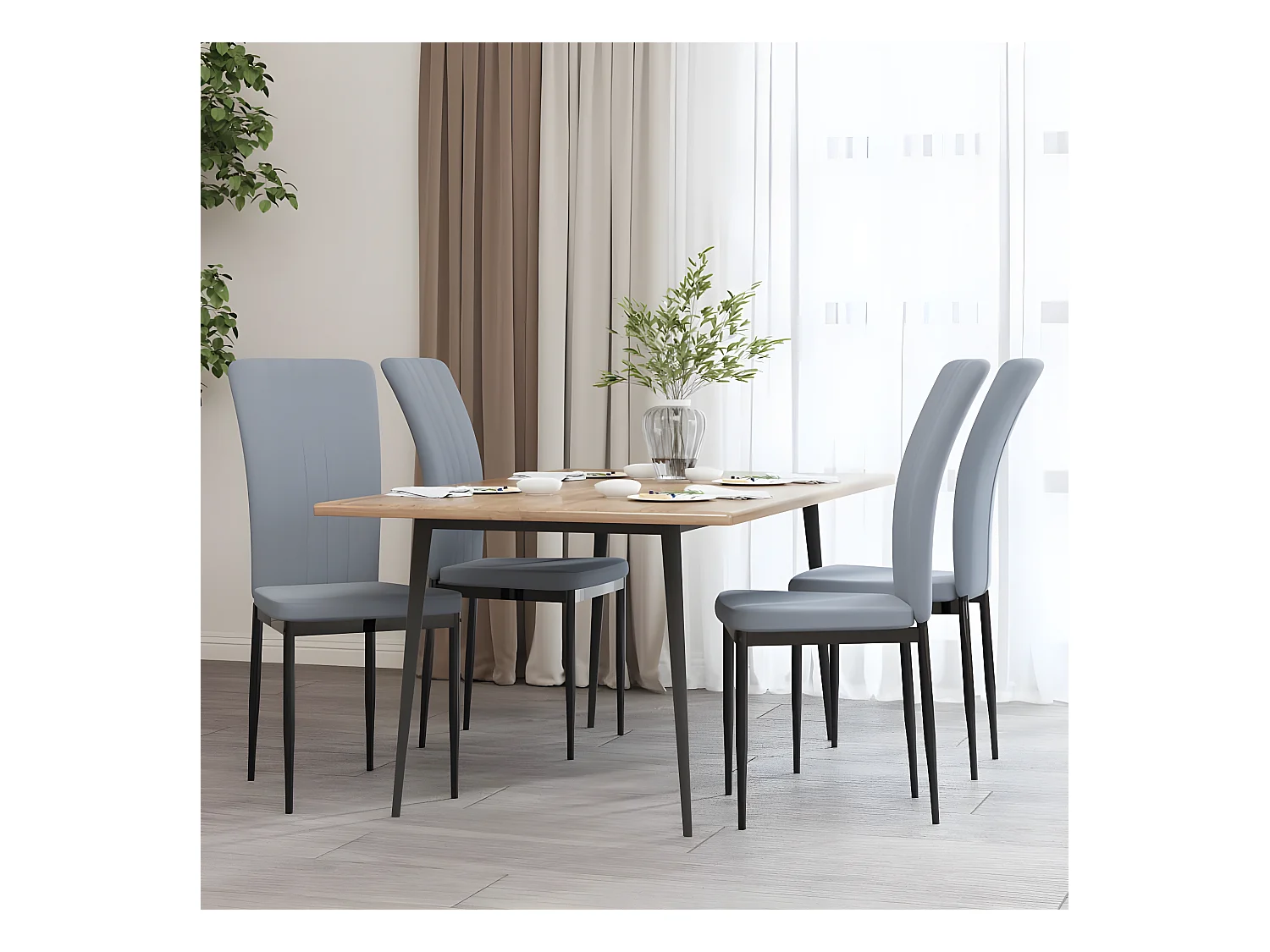 Chaises à manger lot de 4 Gris clair Velours