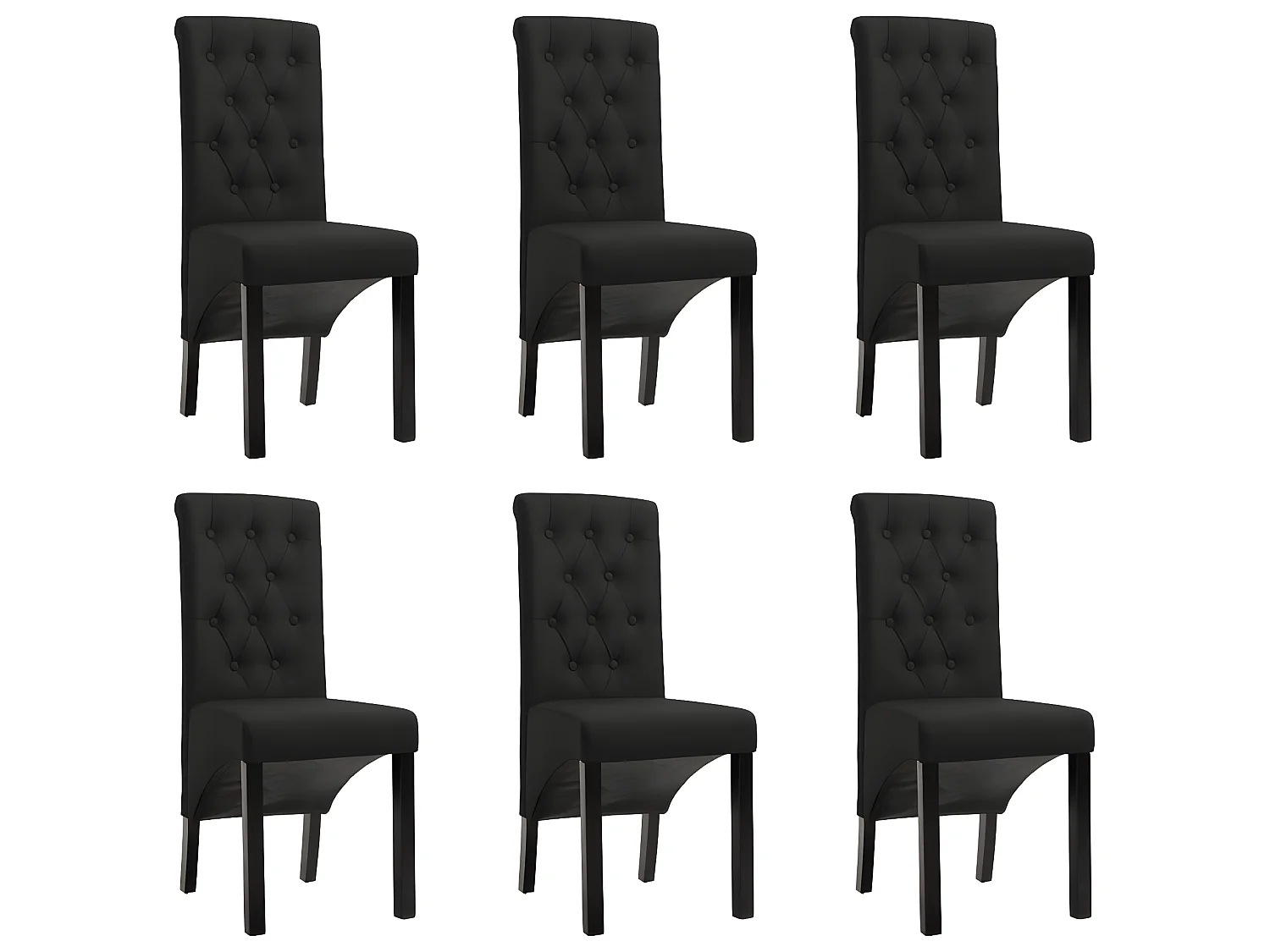 Eetkamerstoelen set van 6 zwarte stof