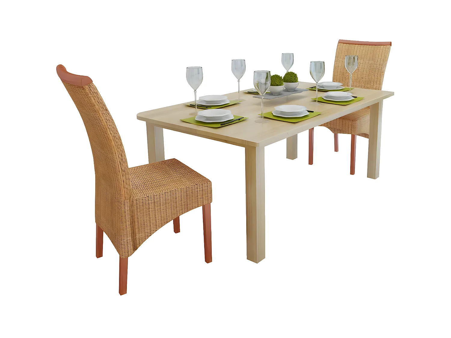 Eetkamerstoelen set van 2 bruin natuurlijk rotan
