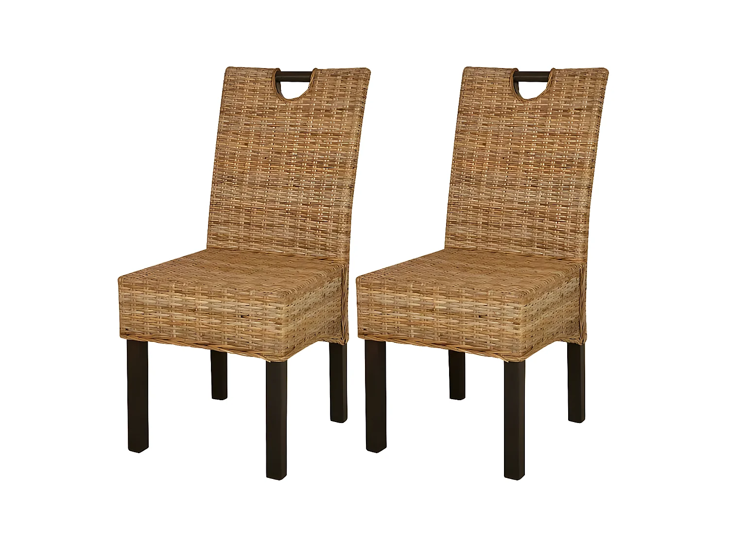 Eetkamerstoelen set van 2 Kubu rotan mangohout