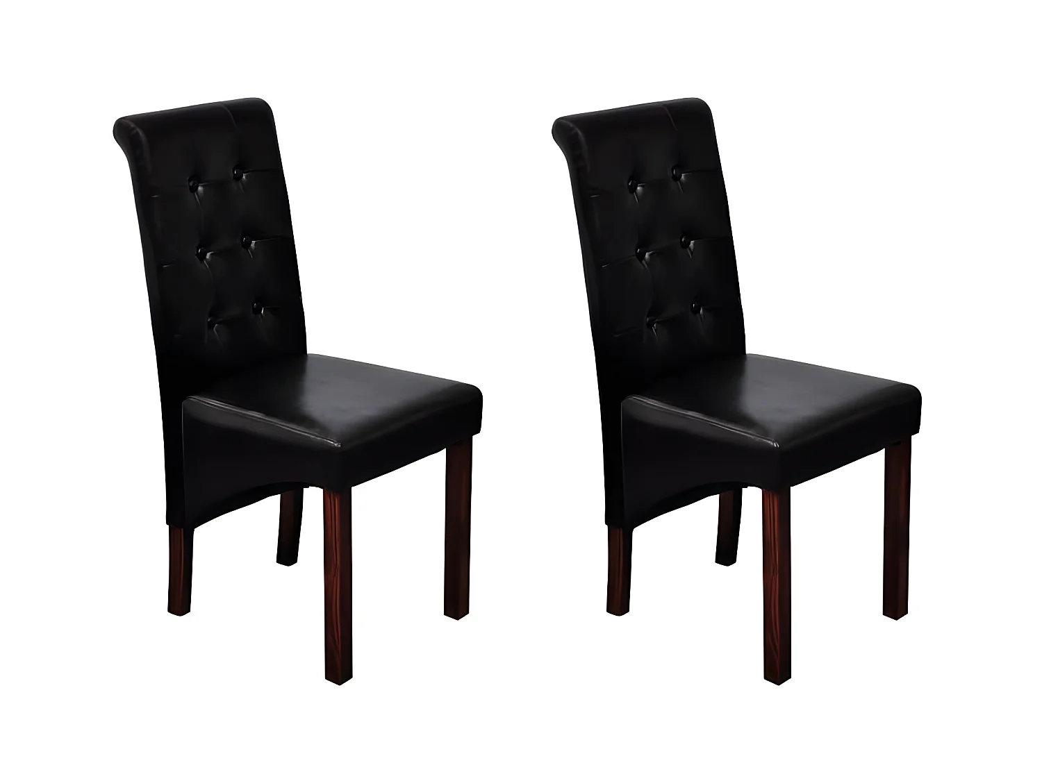 Chaises à manger lot de 2 noir similicuir