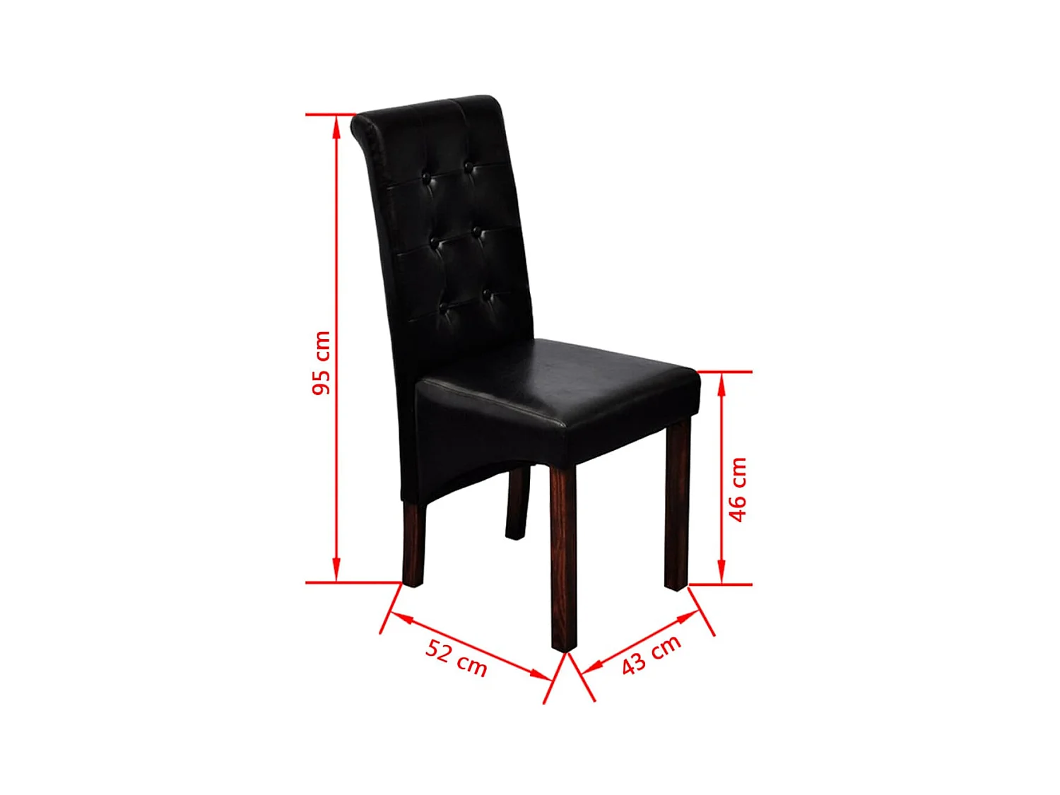 Chaises à manger lot de 2 noir similicuir