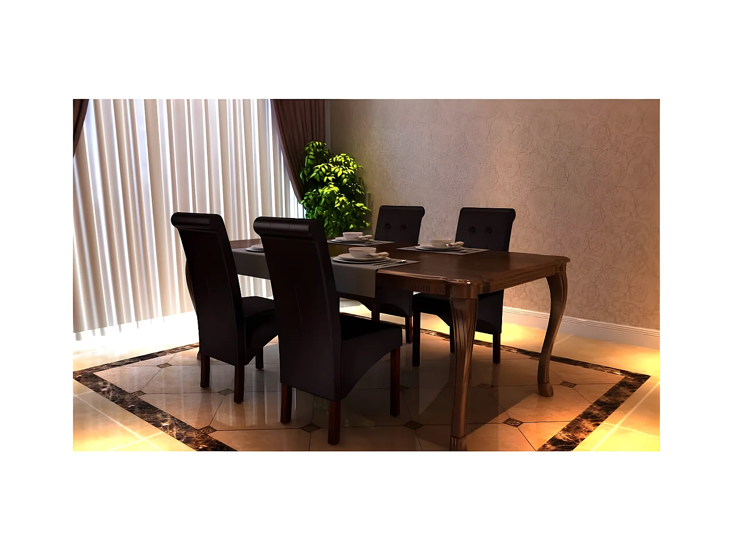 Eetkamerstoelen set van 4 bruin kunstleer