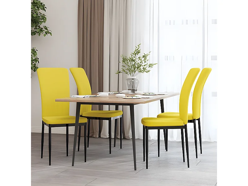 Chaises à manger lot de 4 Jaune moutarde Velours