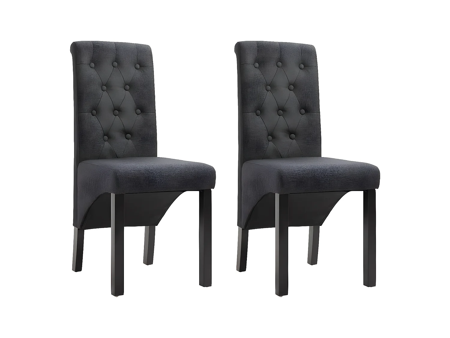 Eetkamerstoelen set van 2 donkergrijze stof