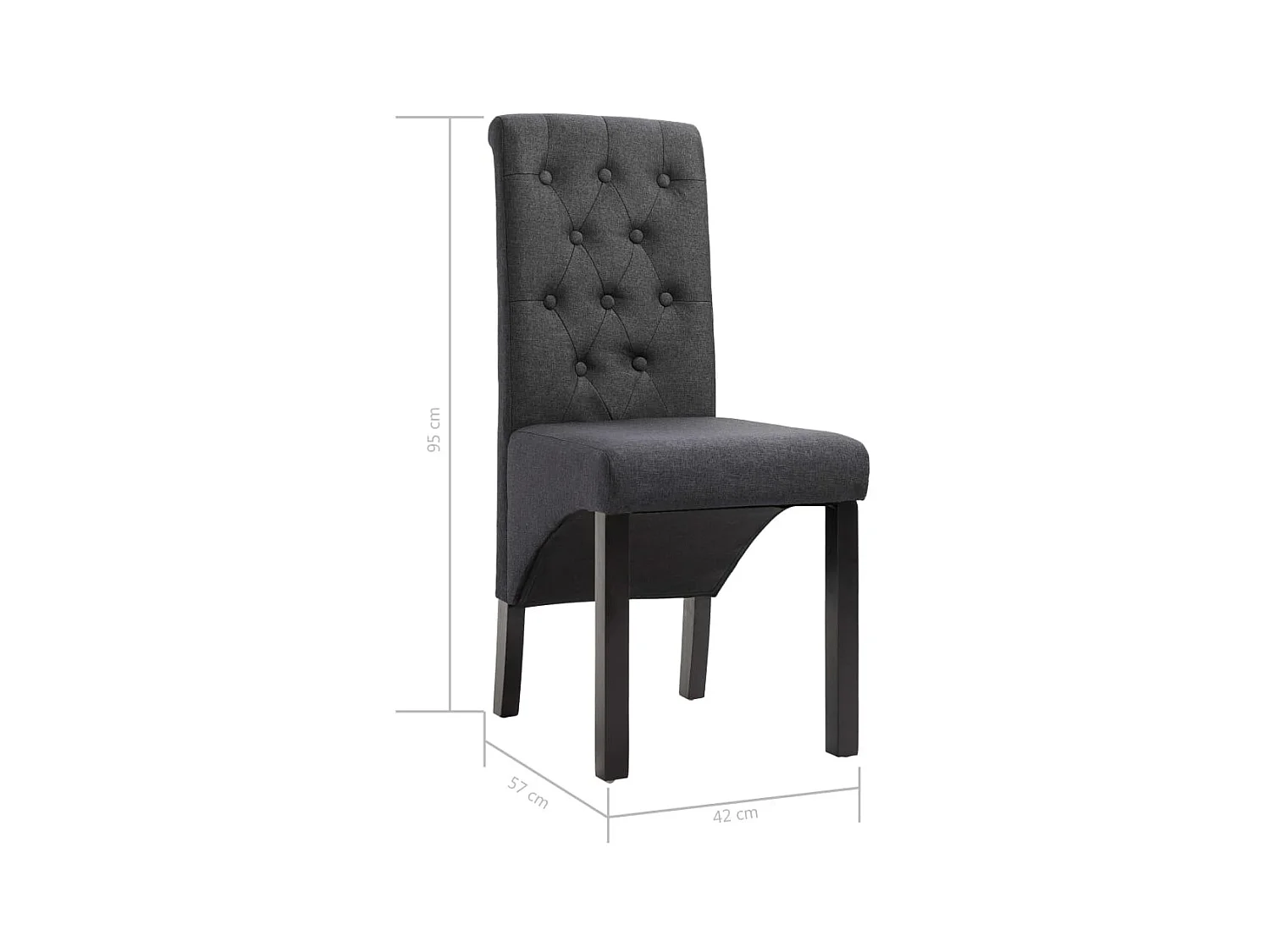 Eetkamerstoelen set van 2 donkergrijze stof